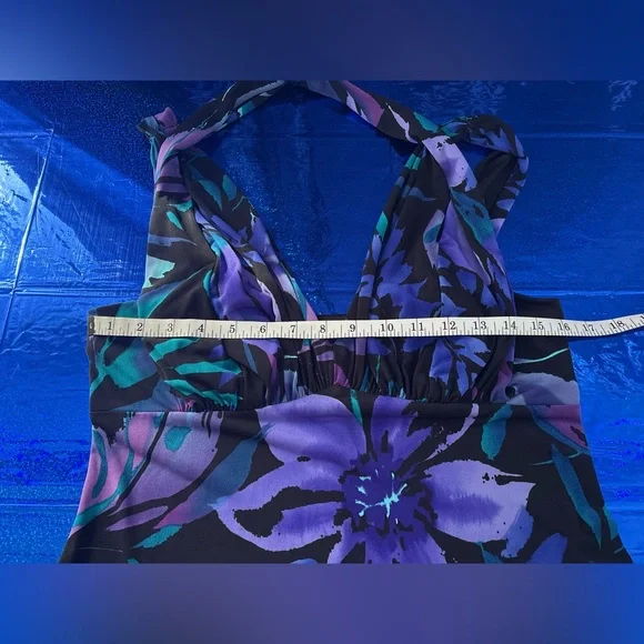 Connected Apparel Black Purple and Blue Floral Dress - Picture 7 of 11